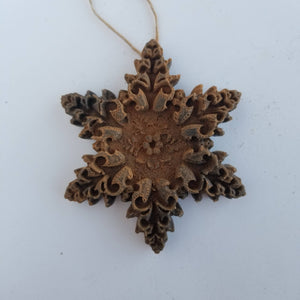 Frozen Snowflake Beeswax Ornament - Antiqued Cinnamon