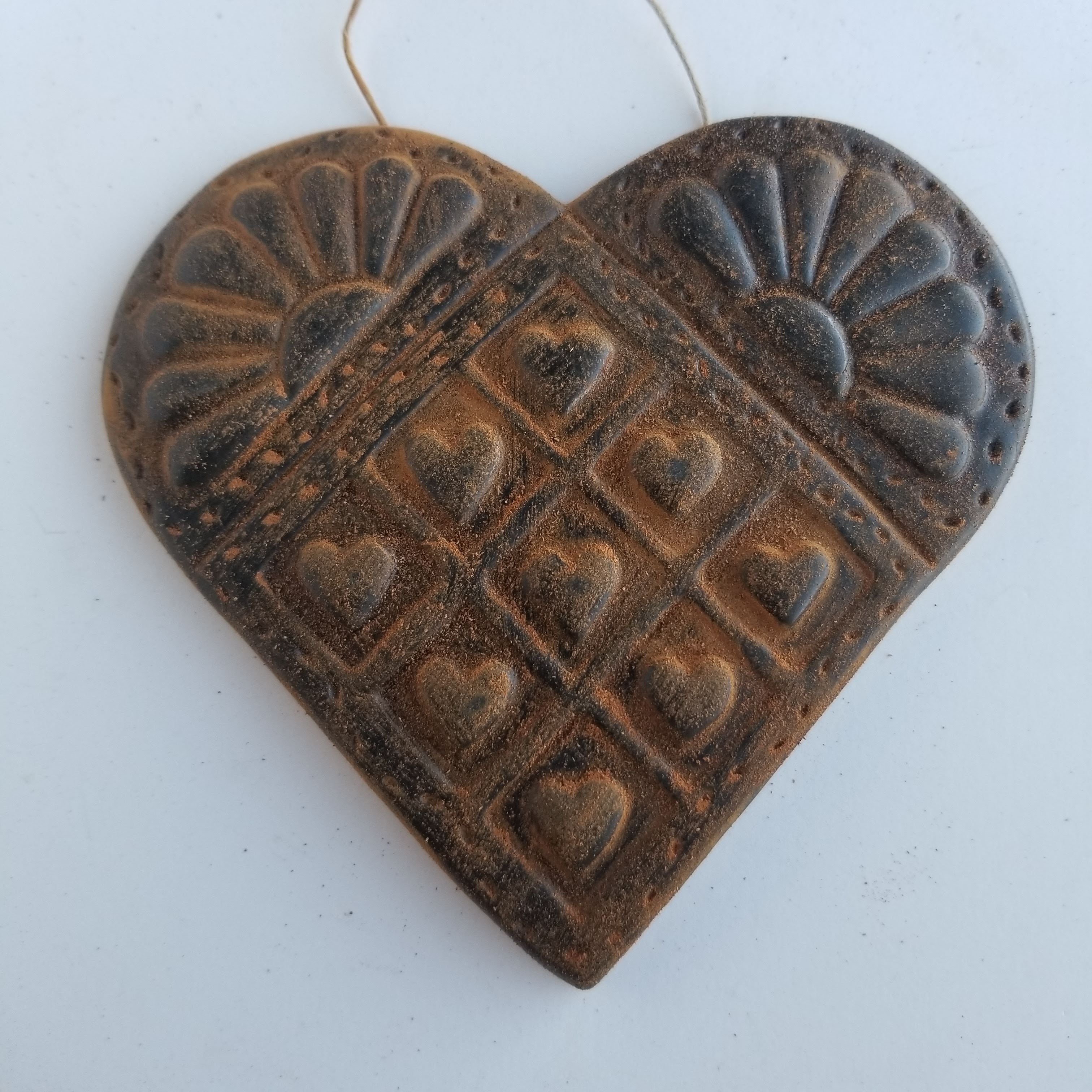 Pioneer Heart- Antiqued Cinnamon Beeswax Ornament