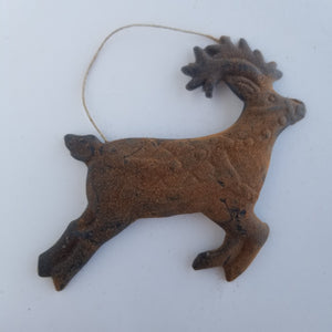 Antiqued Cinnamon Reindeer Ornament