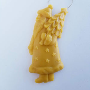 Saint Nick Bringing the Christmas Tree Ornament - Yellow Beeswax