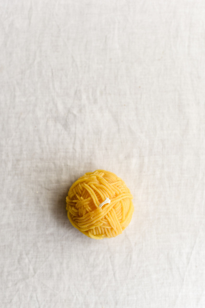 Yarn Ball Beeswax Candle