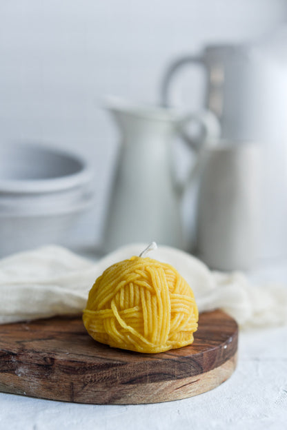 Yarn Ball Beeswax Candle