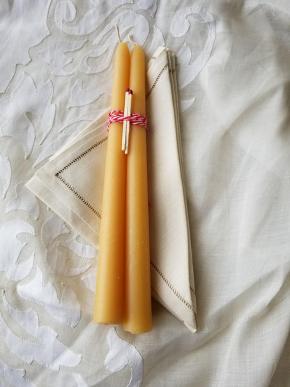 10" Beeswax Taper Candle pair or dozen