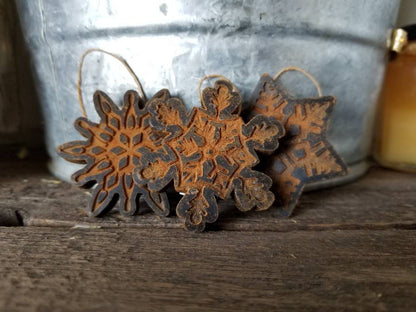 Antiqued Beeswax Snowflake Ornaments