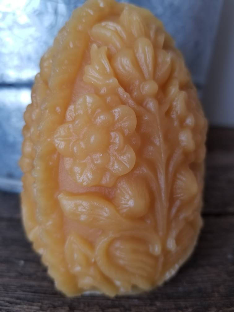 Carved Egg Beeswax Candle