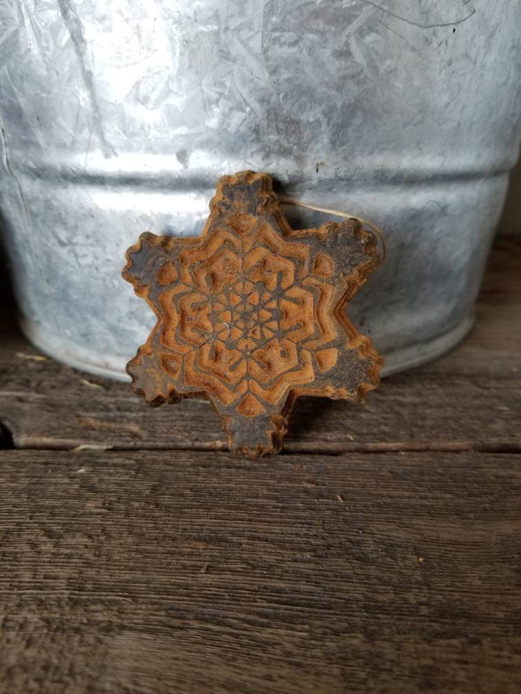 First Flake Antiqued Cinnamon Beeswax Ornament