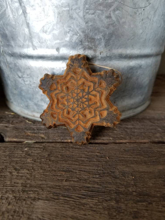 First Flake Antiqued Cinnamon Beeswax Ornament