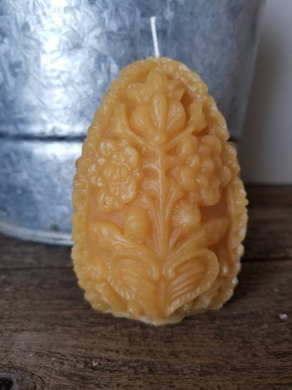 Carved Egg Beeswax Candle