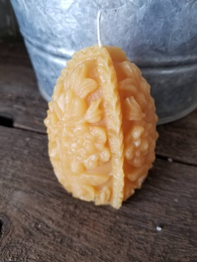 Carved Egg Beeswax Candle