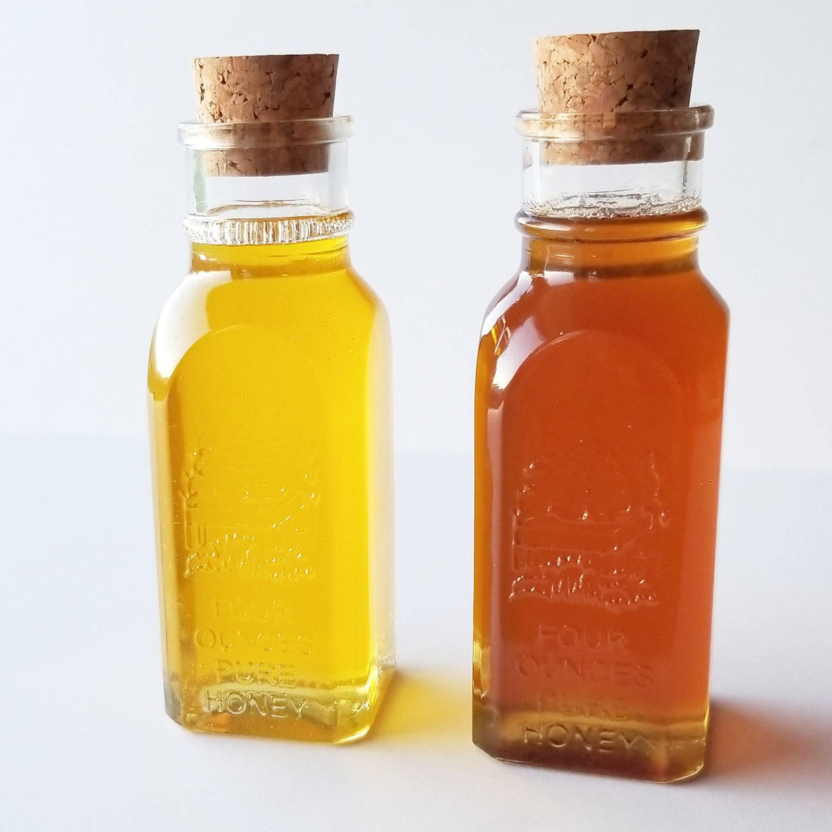 4 oz Glass Muth Honey Jar with Cork and Beehive Etchings Farm and Hive