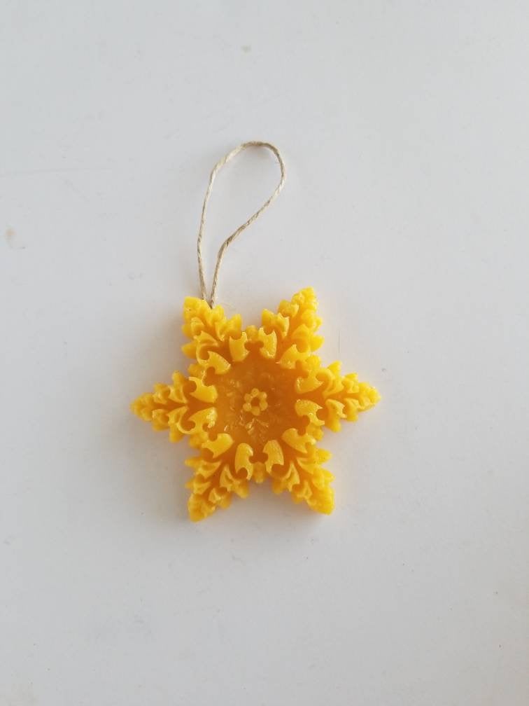 Frozen Snowflake Beeswax Ornament - Yellow Beeswax