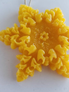 Frozen Snowflake Beeswax Ornament - Yellow Beeswax