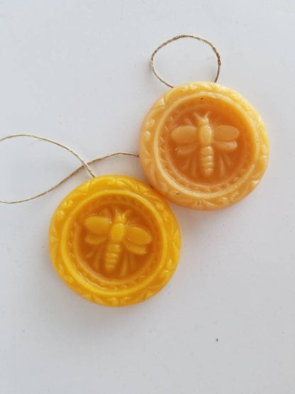 Bee Medallion Beeswax Ornament Suncatcher