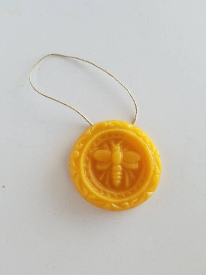 Bee Medallion Beeswax Ornament Suncatcher