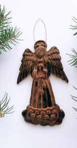 Prayerful Angel Antiqued Cinnamon Beeswax Ornament