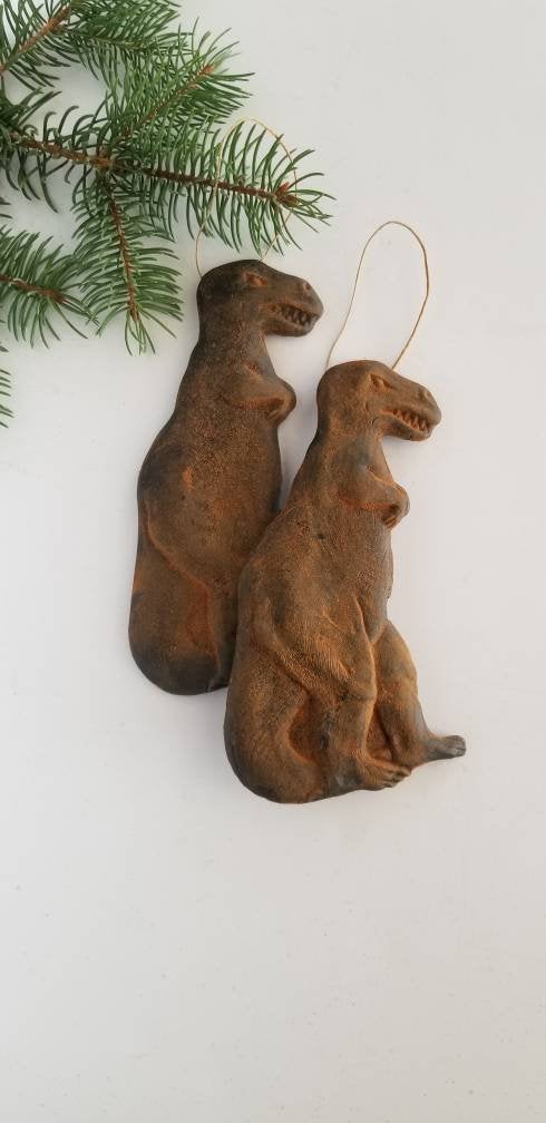 T-Rex DINOSAUR - antiqued Cinnamon Beeswax Ornament