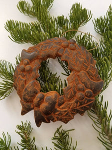 Turtle Dove Wreath- Antiqued Cinnamon Beeswax Ornament