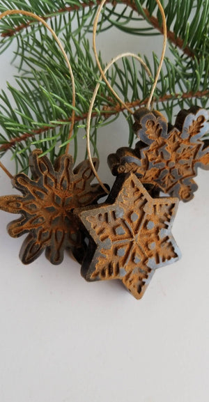 Antiqued Beeswax Snowflake Ornaments