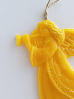 Joyful Trumpeting Angel Ornament - Yellow Beeswax