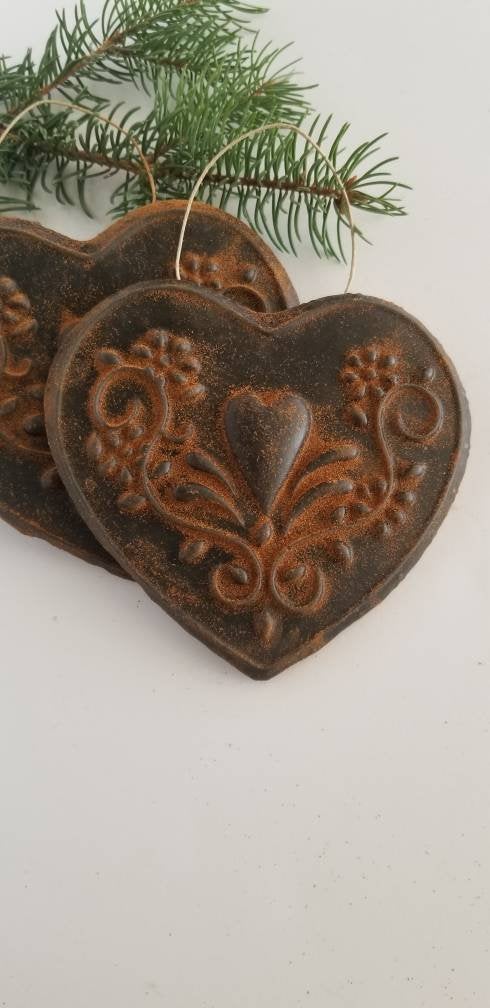 Be still my heart - Antiqued Cinnamon Beeswax Ornament