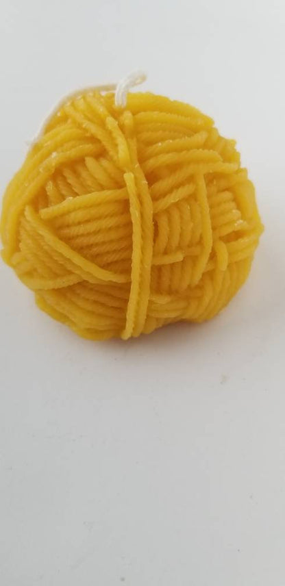 Yarn Ball Beeswax Candle