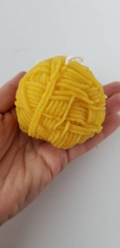 Yarn Ball Beeswax Candle