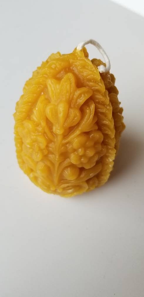 Carved Egg Beeswax Candle