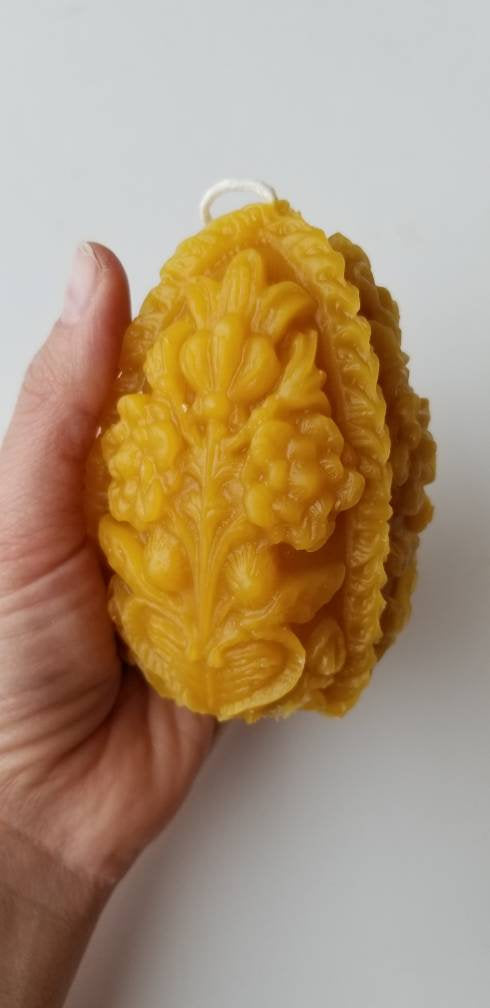 Carved Egg Beeswax Candle