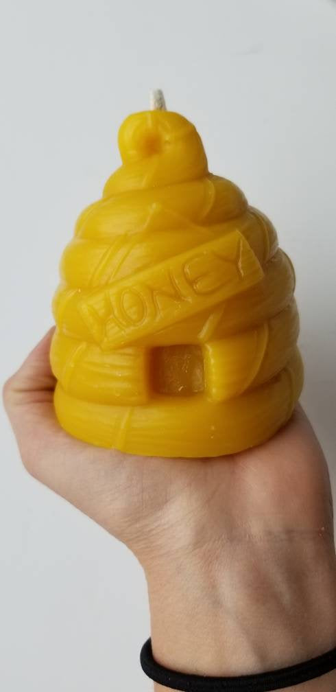 Large Honey Skep Beeswax Candle
