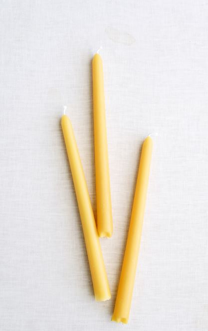 12" Beeswax Taper Candle 4 or Dozen
